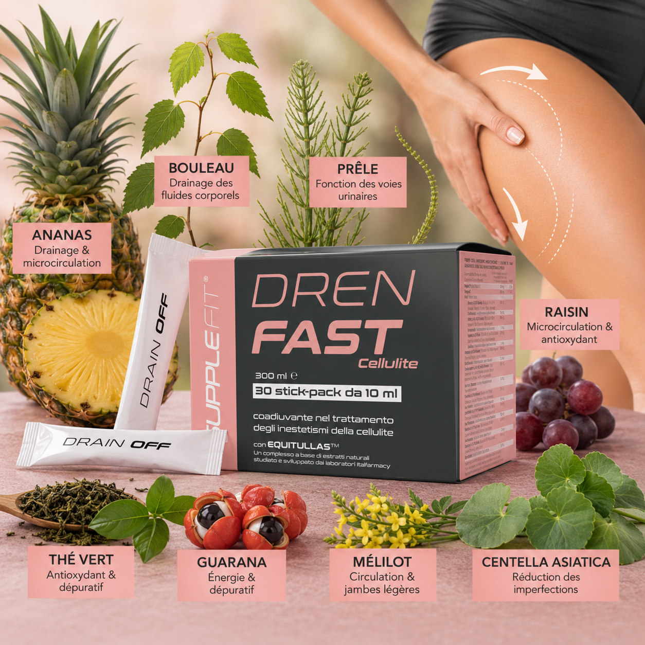 "DREN FAST complément alimentaire drainage en stick avec complexe Equitullas™"