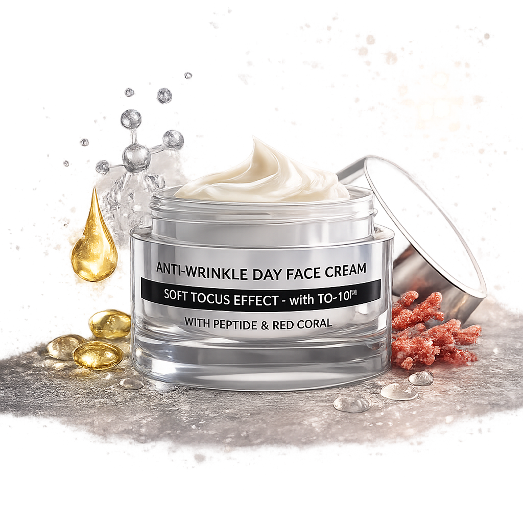 Crème visage homme Peptilux Men effet soft focus avec TQ-10™ en pot transparent