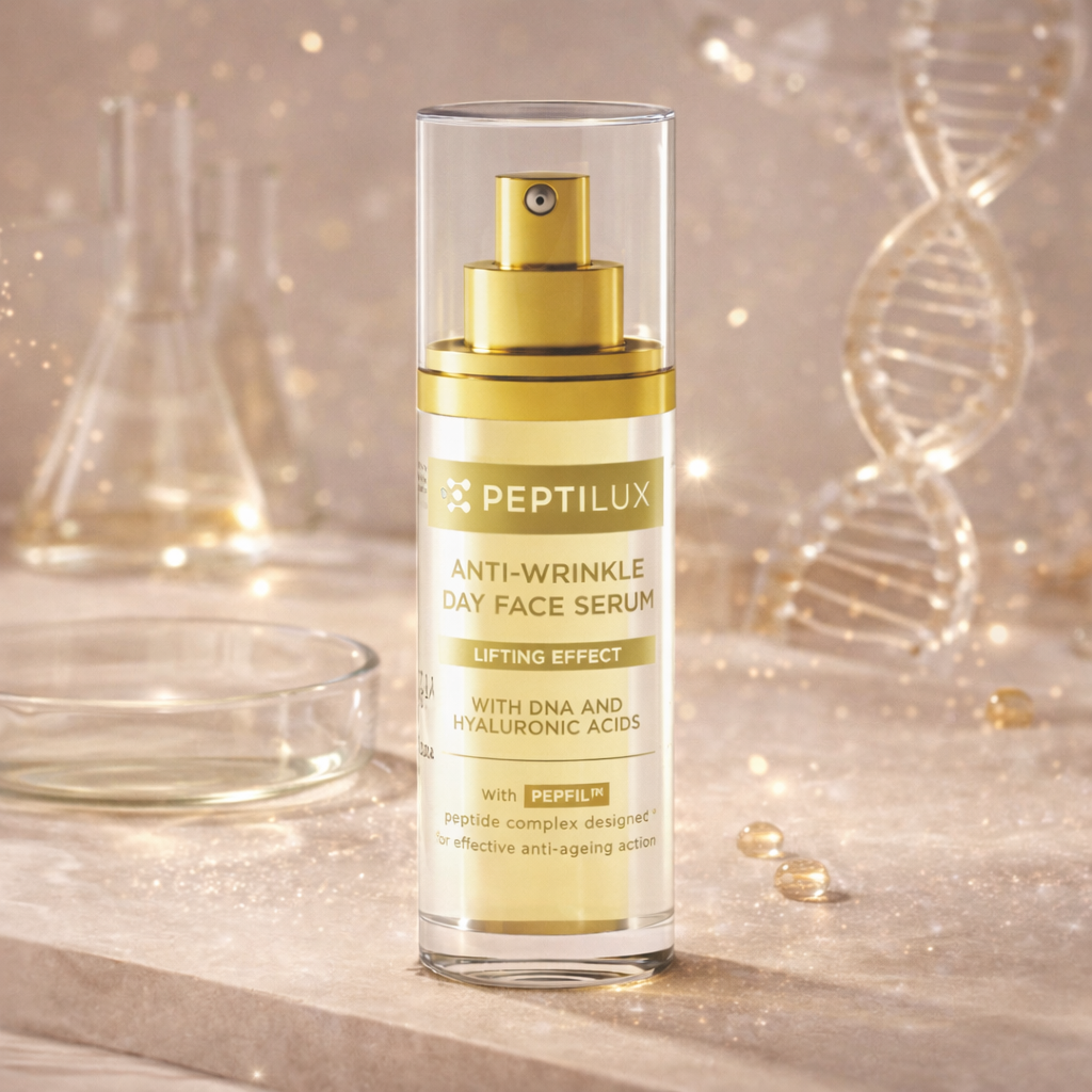 Sérum de jour visage anti-rides Peptilux effet lifting avec PEPFIL™, flacon 30 ml