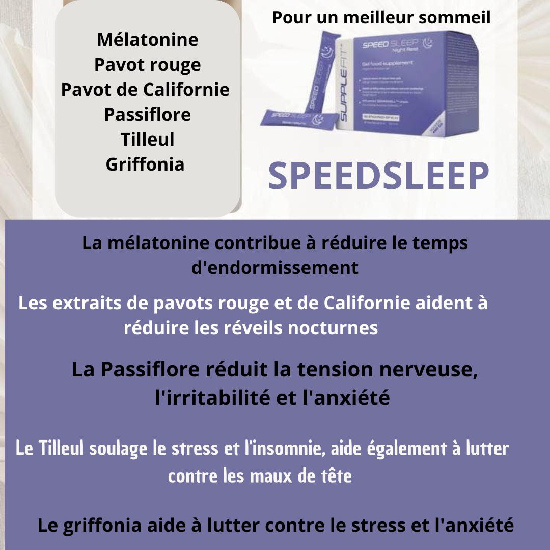 Stick de SpeedSleep au design violet, posé dans une ambiance relaxante évoquant la détente et le sommeil paisible.