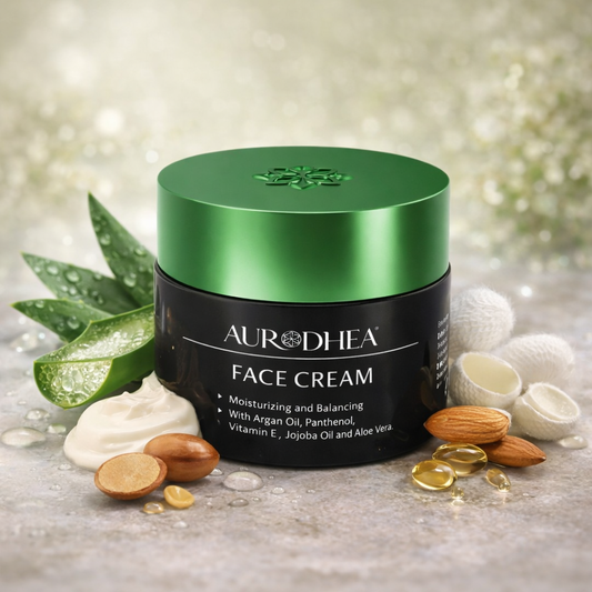 Crème de jour visage Aloe Vera Aurodhea 50 ml avec pot noir et couvercle vert métallique