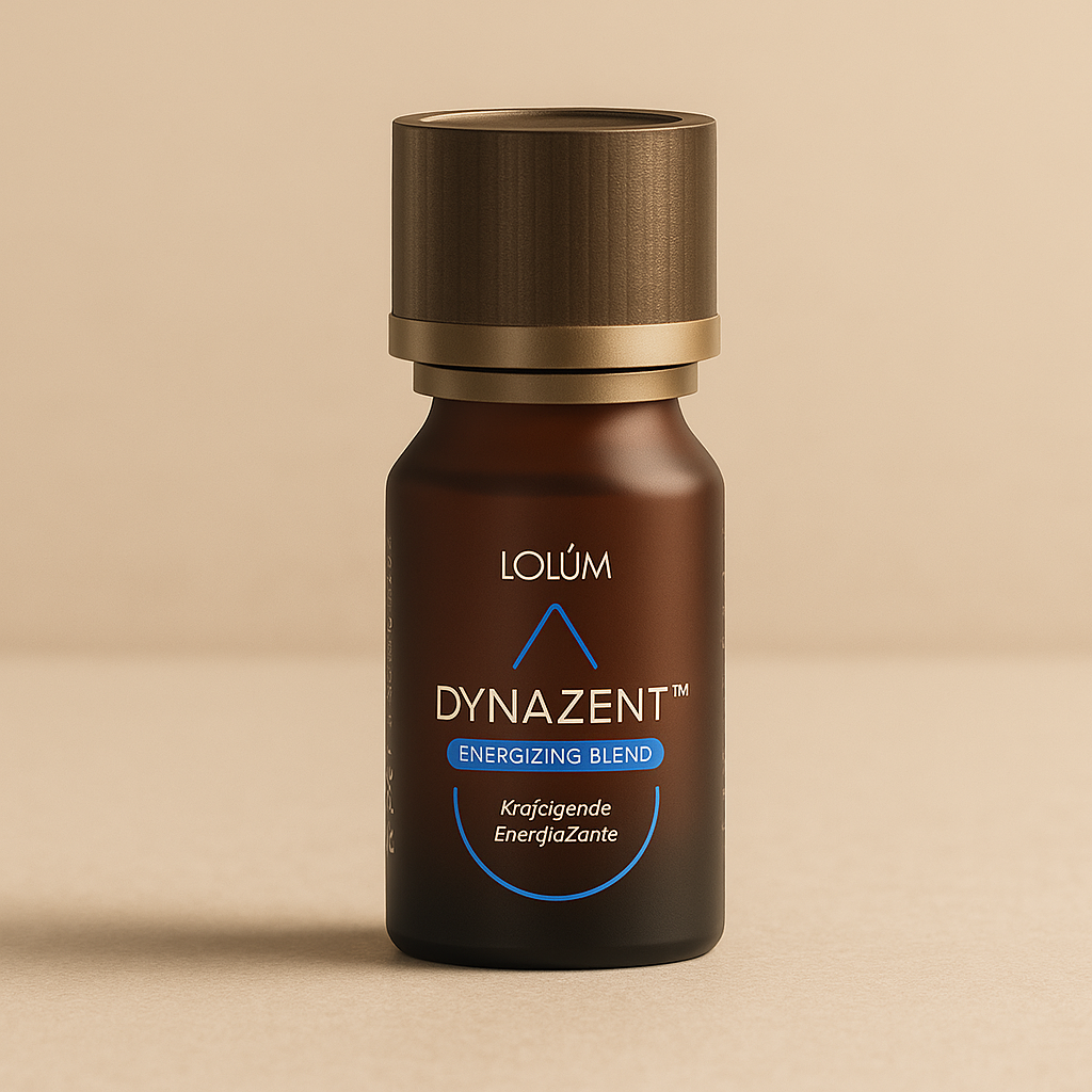 Flacon Lolûm DYNAZENT™ 10 ml – mélange énergisant d’huiles essentielles.