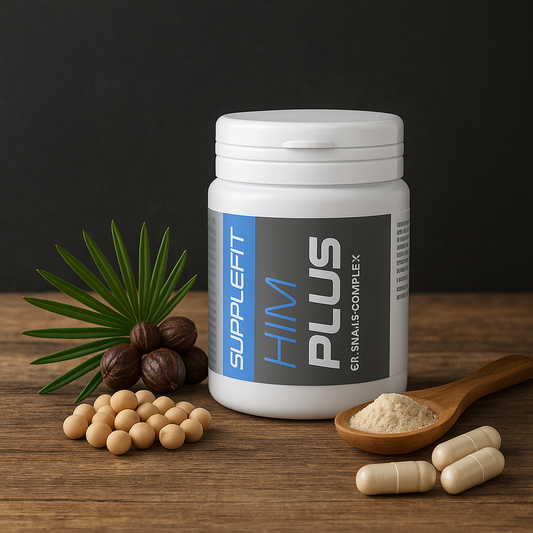 Complément alimentaire HIM PLUS SuppleFit – flacon de 60 comprimés pour la santé des cheveux, de la peau et des ongles.
