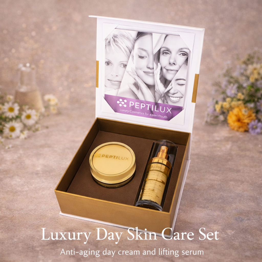 Coffret de luxe Peptilux Luxury Day Skin Care Set avec sérum lifting et crème de jour anti-rides