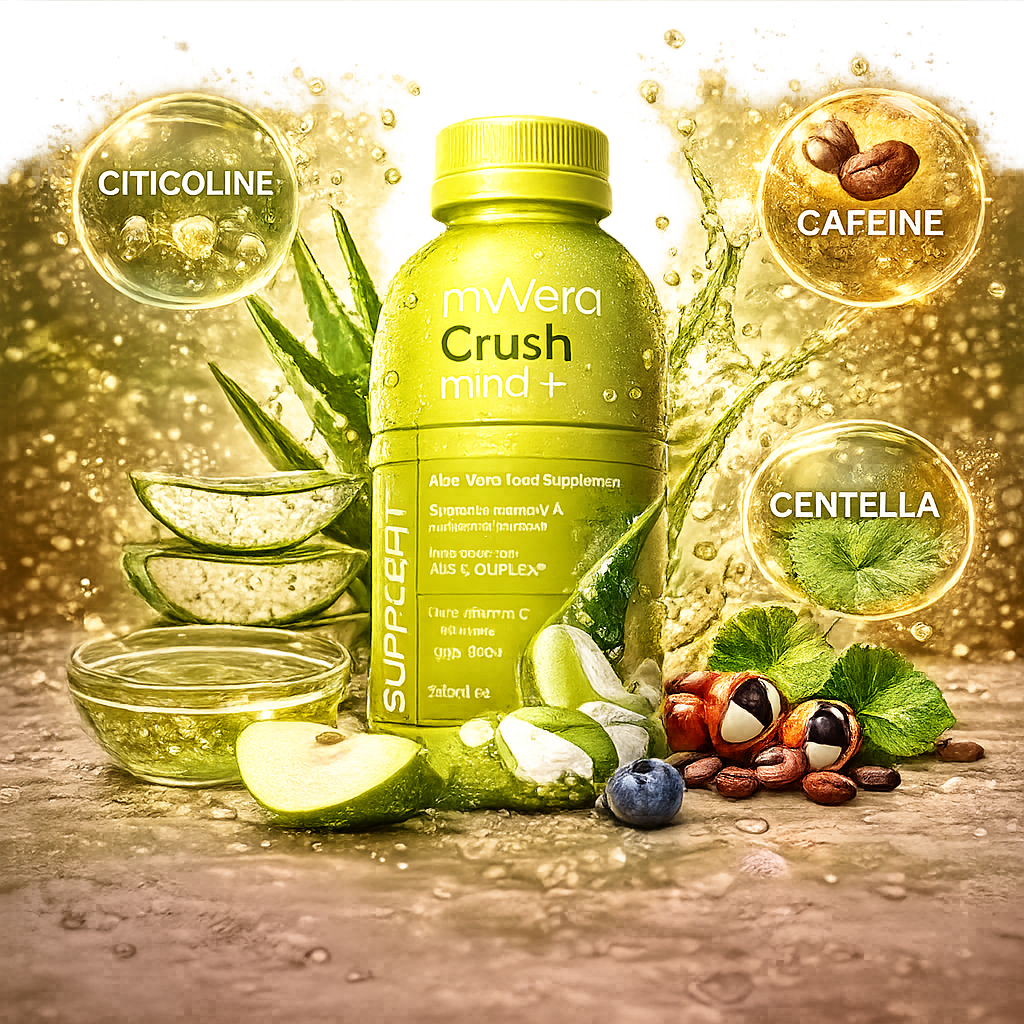 MYVERA CRUSH Mind+ boisson nootropique à l’aloe vera et guarana saveur pomme
