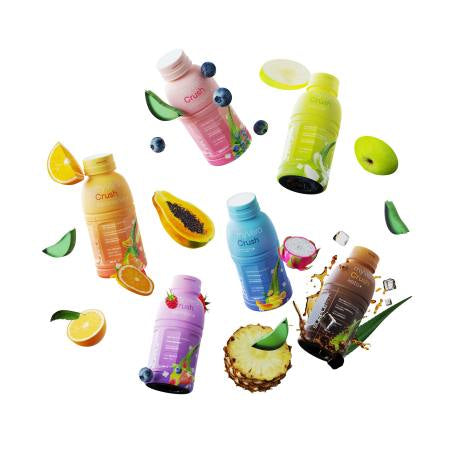 Bouteille MYVERA CRUSH Electrolytes+ après entraînement avec électrolytes, L-Carnitine et Aloe Vera.
