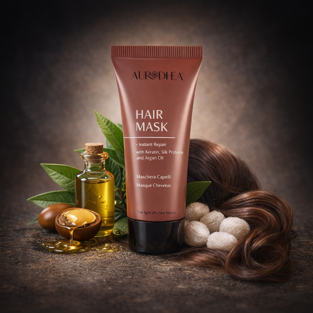 Masque capillaire Aurodhea à l’huile d’argan et kératine en tube format voyage