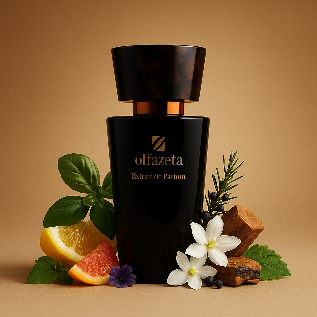 Parfum homme Chogan N°015 – flacon noir, frais épicé, notes basilic bergamote pamplemousse