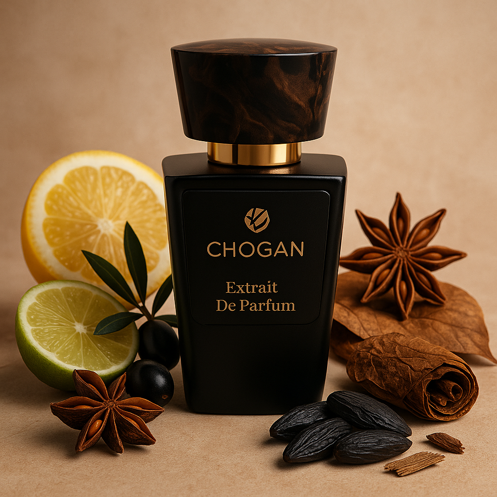 Chogan N°033 Extrait de Parfum – accord agrumes et épices, cœur badiane & gaïac, fond tabac sensuel