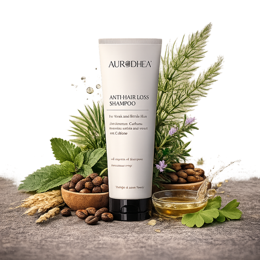 Shampoing anti-chute Aurodhea avec caféine et actifs végétaux pour cheveux fragiles