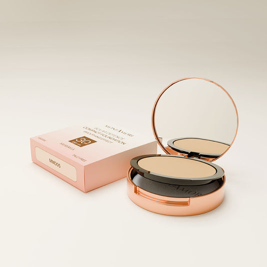 Fond de teint compact Solar Defence SPF 30 MoniAmori teinte Meringue – maquillage visage protecteur