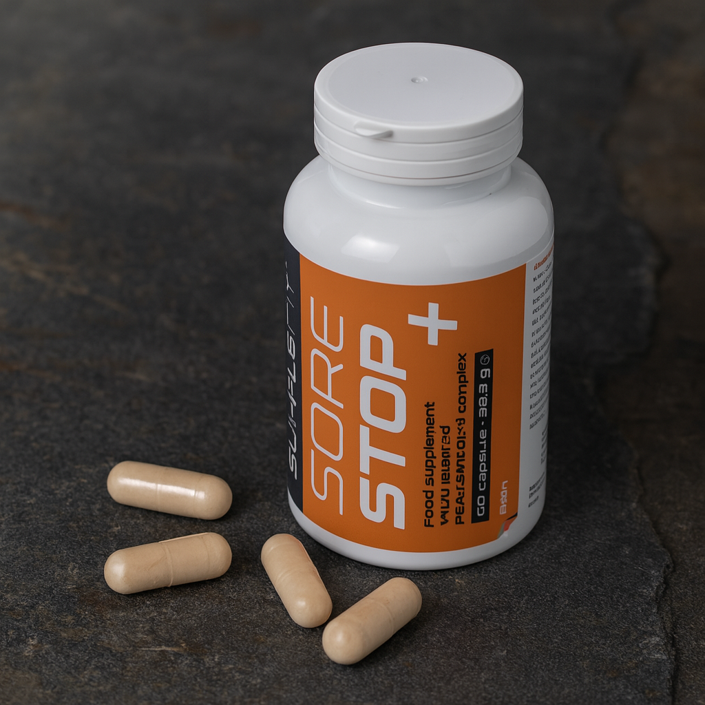 SORE STOP+ – Complément alimentaire en gélules pour soulager la douleur et l’inflammation, à base du complexe breveté PEA-ARTICOL™.